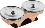 Abaodam Finger Bell Cymbal Mini Percussion Instrument with Wooden and Steel Jingle Bells Adults and Kids Foot Tambourine