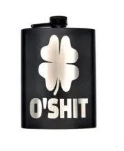 Liquor Hip Pocket Flask and Funnel, Engraved St Patrick's Day Art Drinking Gift