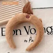 Capybara Chenille Face Wash Headband (Various Designs) 01 - Front Bangs - Brown - One Size