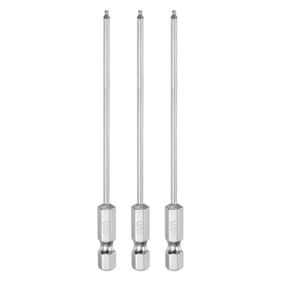 3pcs Ball End Hex Screwdriver Bit Set 1.5mm Magnetic 1/4" Hex Shank 4" Long