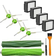 9 Pack Replacement Parts for iRobot Roomba I&E Series i7 i7+ i3 i3+ i4 i4+ i6 i6+ i8 i8+/Plus E5 E6 E7 Vacuum Cleaner, 1 Set of Multi-Surface Rubber Brushes & 4 Vacuum Filters & 4 Side Brushes