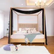 Black Canopy Bed Curtains Sheer Scarf Valance for Queen