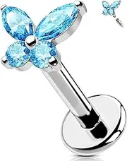 [OUFER Body Piercing] Labret Piercing Jewelry 16G 6/8/10/12mm Lip Stud Internally Helix Earring Butterfly Tragus Bar 316L Stainless Steel Cartilage Flat Back Earrings