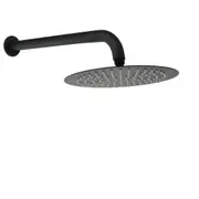 Matt Black 8/10/12" Thin Round Rain Shower Head & 355mm Straight Wall Arm Set