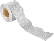 Qianly Glitter Classroom Borders, Stylish Glitter Bulletin Board Borders for Chalkboard, Classroom, Silver