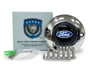 Chrome 6-Bolt Steering Wheel Horn Button with Ford Gel Emblem