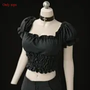1PC 1/6 Scale Black Puff Sleeve Short Top Fit 12'' Female Action Figure PH TBL