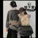 地下室B1-情侶側背包 簡約韓風素面帆布包大容量斜背包【NQA5291】