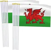 Welsh Handheld Small Flag Set,10 PCS 5×8 Inch Mini Welsh people Hand Held Banner,Tiny Digital Printed Polyester Banner