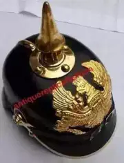 Imperial Officer's Fr Helmet WW1 WW2 German Prussian Leather Pickelhaube Helmet