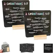 52 Scripture Cards, A Mapped Bible Verse for Every Week of The Year, Bible Verse Prayer Card Set with Wood Stand, Verse Memory Faith Study Cards, Religious, Inspirational Gifts for Women Men(2 Set)