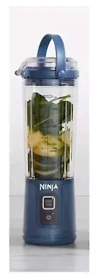 Ninja Blast 18oz Portable Blender with Flat Lid and Blade Cover-Denim Blue-NEW
