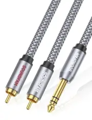 RCA to 1/4 Cable,TRS Quarter inch(6.35mm) Male to 2RCA Male - Grey(3Feet/1M)