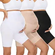 [Boguish] Maternity Underwear Over Bump, Womens High Waist Mid-Thigh Pregnancy Shapewear Seamless Boyshorts Panties for Under Dresses