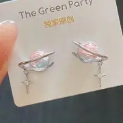 Star / Heart / Planet Resin Alloy Drop Earring (Various Designs) 1 Pair - Planet - Stud Earrings - Blue & Pink & Silver - One Size