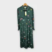 Boden Womens 12 L Jesse Floral Maxi Dress Long Sleeve Button Front Shirt Dress