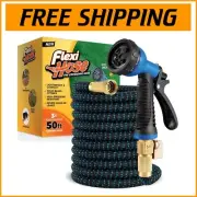 50FT Expandable Garden Hose - Durable, Lightweight & 8 Pattern Nozzle Included