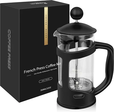 Mini French Press Coffee Maker, 1 Cup, 12Oz, Maximum Flavor Brewer with Stainles