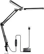 Topyond Desk Light, Adjustable LED Desk Lamp with Clamp, 120 LEDs Swing Arm Task Light with 3 Color Temperature and 10 Levels Brightness, USB Powered for Home Office and Study