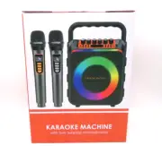 Karaoke Machine with 2 Wireless Microphones, Portable Bluetooth Speaker Fun Time