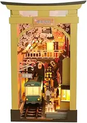 Sakura-Inspired DIY Book Nook Miniature House Kit - Wooden Dollhouse Building and Bookshelf Insert Decor for Adults and Hobbyists (Sakura Theme) (Sakura Theme)