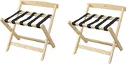 2PCS Luggage Rack - Suitcase Stand, Double Layer Luggage Rack, Solid Wood Hotel Suite Suitcase Rack, Folding Shoe Rack with Nylon Straps, Luggage Storage Rack for Home