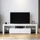 Entertainment Unit TV Cabinet White 160cm RGB LED Light Gloss Furniture