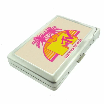 Spring Break D7 Cigarette Case with Built in Lighter Metal Wallet