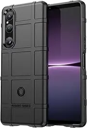 Compatible with Sony Xperia 1 V 2023 Case, TPU Thick Solid Armor Tactical Protective Cover Case for Sony Xperia 1 V 2023, Black