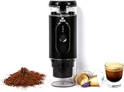 WAHE Portable Electric Espresso Coffee Machine For Travel, Camping And Office, Automatic18 Bars Self Heating USB-C And Car Charger, Mini Coffee Maker Compatible With Coffee Capsules And Ground Coffee.