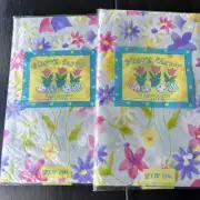 Set Of 2 Flannel Backed Vinyl Tablecloth 52” X 70” Oval Pastel Floral Easter NEW