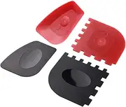 4Pcs Cast Pan Scraper Durable Plastic Cookware Cleaning Tools for Skillets and Grill Pans for Removing Grease and Dirt Black Red