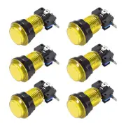Game Push Button 33.5mm 12V LED Illuminated Switch with Micro switch Yellow 6pcs
