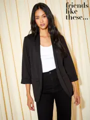 Friends Like These Black Edge to Edge Ponte Tailored Blazer (AU9812) | $81