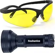 REALHUNLEE Auto Air Conditioner Leak Detector Tool Flashlight Oil AC UV Dye Leak Test Detection Kit Pro 68 LED Flashlight with UV Protective Glasses