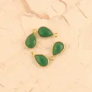 Lot 4 Pcs Charms Green Onyx Yellow Gold Plated DIY Single Bail Making Connectors