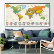 World Map Poster Huge Banner Large Travel Education National Flag 48 x 24 Inch