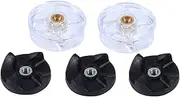 [Omabeta] Replacement Parts 2 Base Gear + 3 Blade Gears Spare Part Plastic Rubber Metal Blender Replacement Parts Black Transparent Mixer Accessories for Magic Bullet 250w Juicer