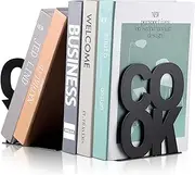 Hotop Cookbook Bookends Kitchen Decorative Metal Supports for Book-Rack Desk Kitchen Book Shelf Holder for Shelves Distinctive Appearance Design Book Ends Metal Supports(Black)