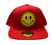 NEW Smiley Face Adult Hat Cap Red Snap Back Adjustable Capn On Melrose