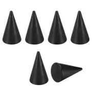 Wood Cone Ring Holder, 6 Pcs Finger Jewelry Display Stand, Black (50x29mm)