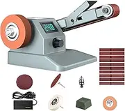 Mini Electric Belt Grinder Machine, Multifunctional Belt Sander with Multi Angle Adjustment, Forward and Reverse Design, Step less Speed Regulation, Electric Belt Sanding Machine for Plastic, Wood