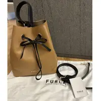 在飛比找蝦皮購物優惠-FURLA 芙拉 皮革棕色 撞色 蝴蝶結 肩背包 手提包 水