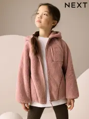 Pink Hooded Zip Borg Fleece Jacket (3-16yrs) (F01912) | $39 - $50