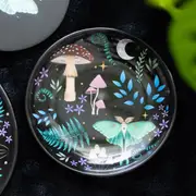 Dark Forest Print Round Ceramic Trinket Dish Plate