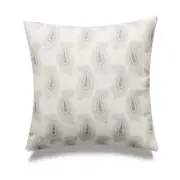 Square Greige With White Paisley Print And Microgel Feather-Like Insert Pillow