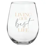 Stemless Wine Glass Best Life A Great Gift Size 5in H 20oz Pack of 4
