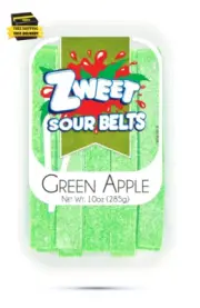 Sour Green Apple Candy Belts 10 Ounce – Sour Kosher Candy, Halal Candy Belts – R