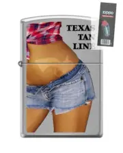 Zippo 82332 texas tan line shorts woman girl gun sixgun Lighter + FLINT PACK