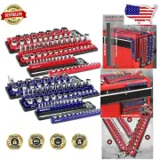 Portable Magnetic Socket Tray Set - High-Capacity 1/4, 3/8, 1/2 Drive Storage